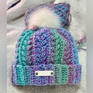 Child’s handmade crocheted Pom-Pom beanie/hat
